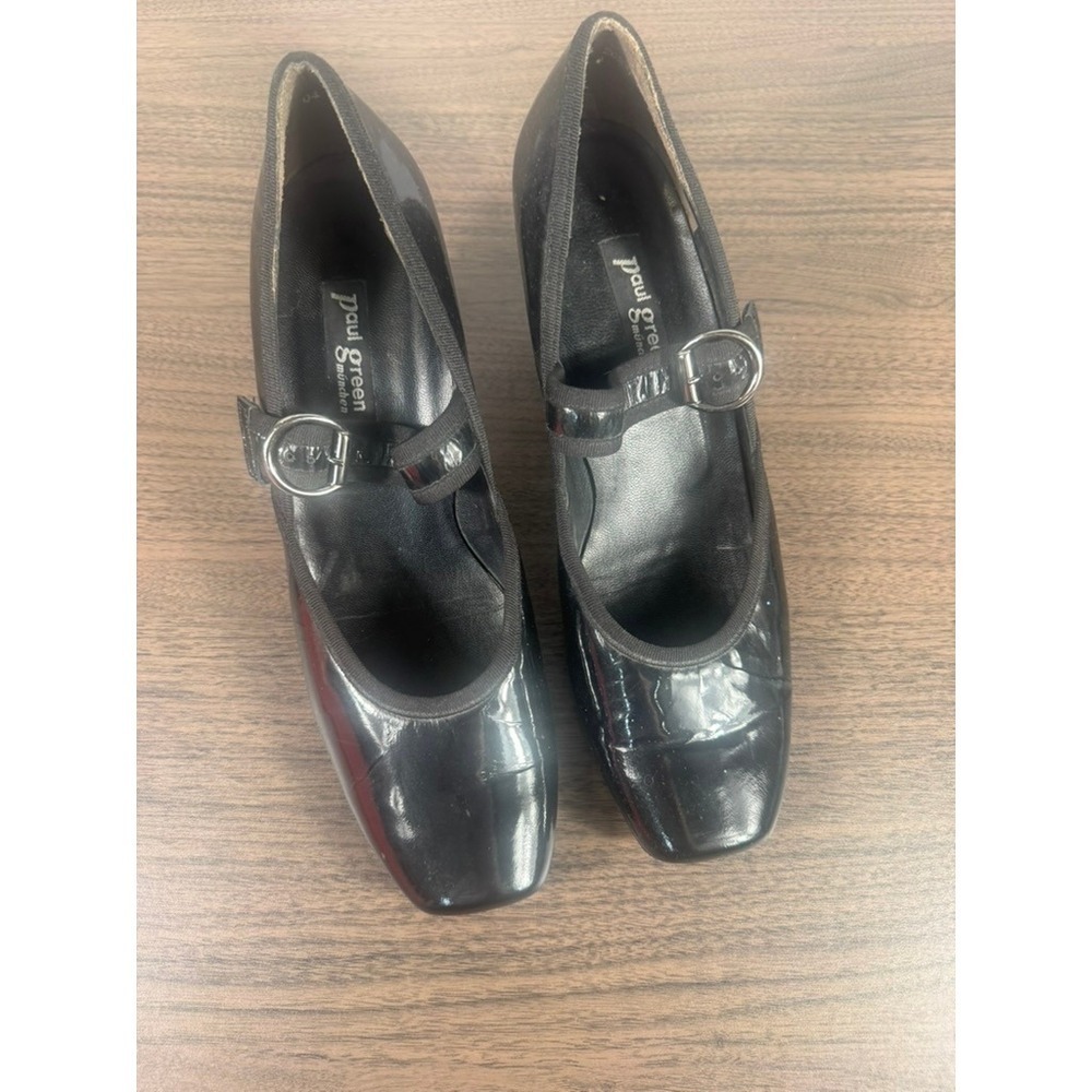 Paul Green Black Patent Mary Jane Heels Size 7.5 Y2K Square Toe Pumps